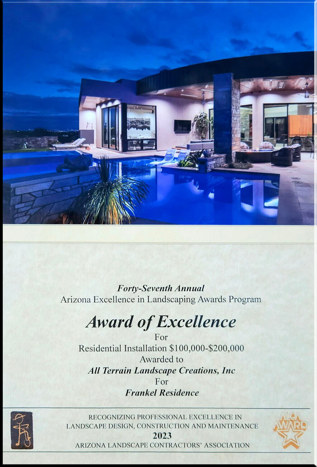 Arizona Excellence in Landscaping Award 2