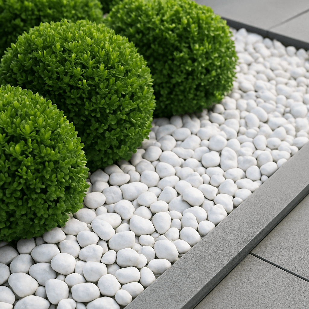 Serene Boxwood and Stone Landscape