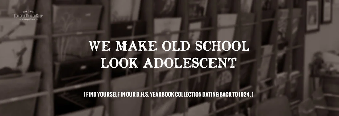Bellevue High School yearbooks at Bellevue Barber Shop