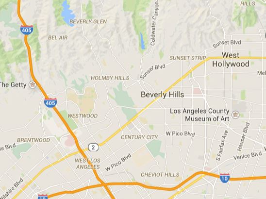 Beverly Hills map — Los Angeles service area