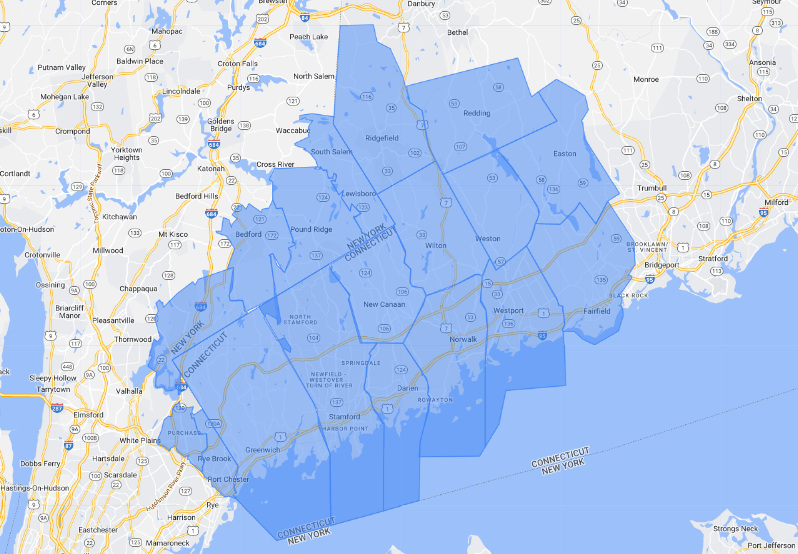 Chestnut Electric service area map - Fairfield County CT