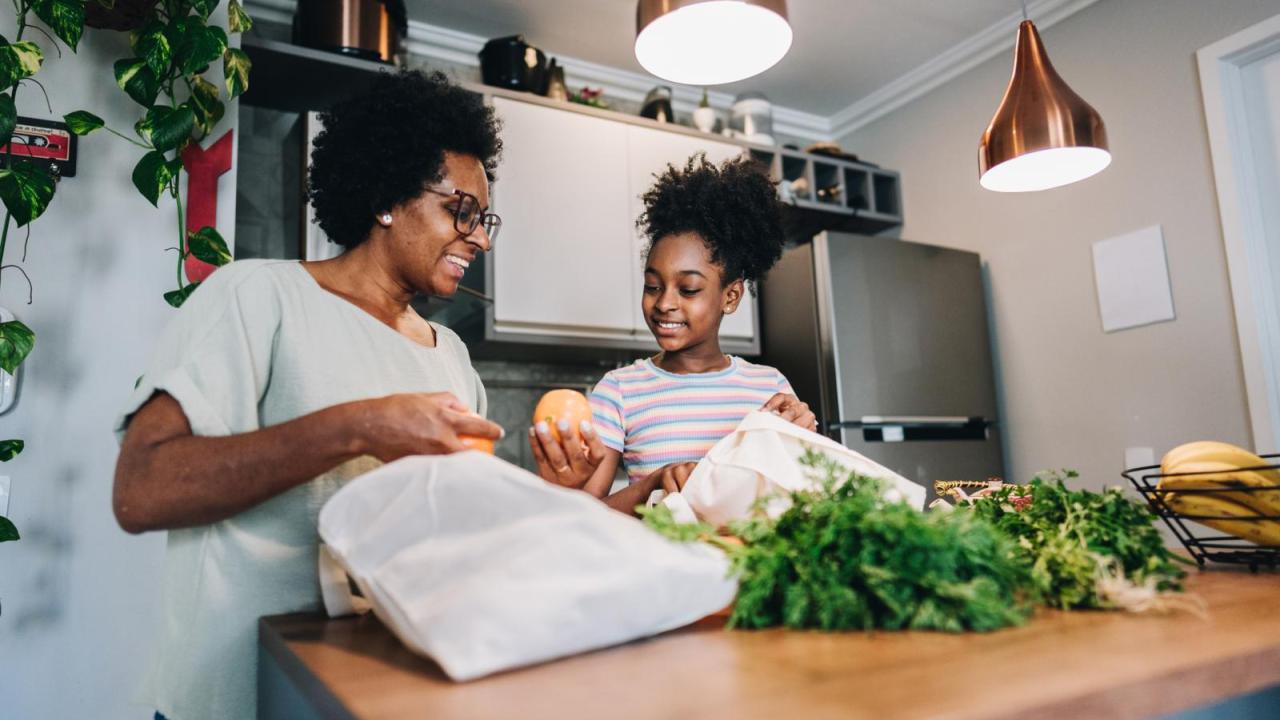 Mother and daughter at home, healthy lifestyle