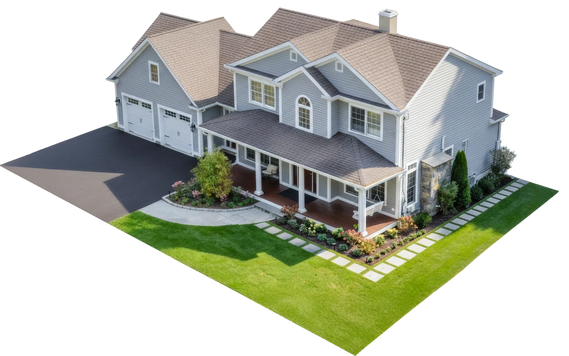 Aerial view of landscape design project