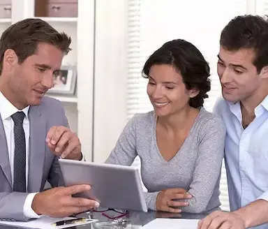 Financial advisor consulting with clients