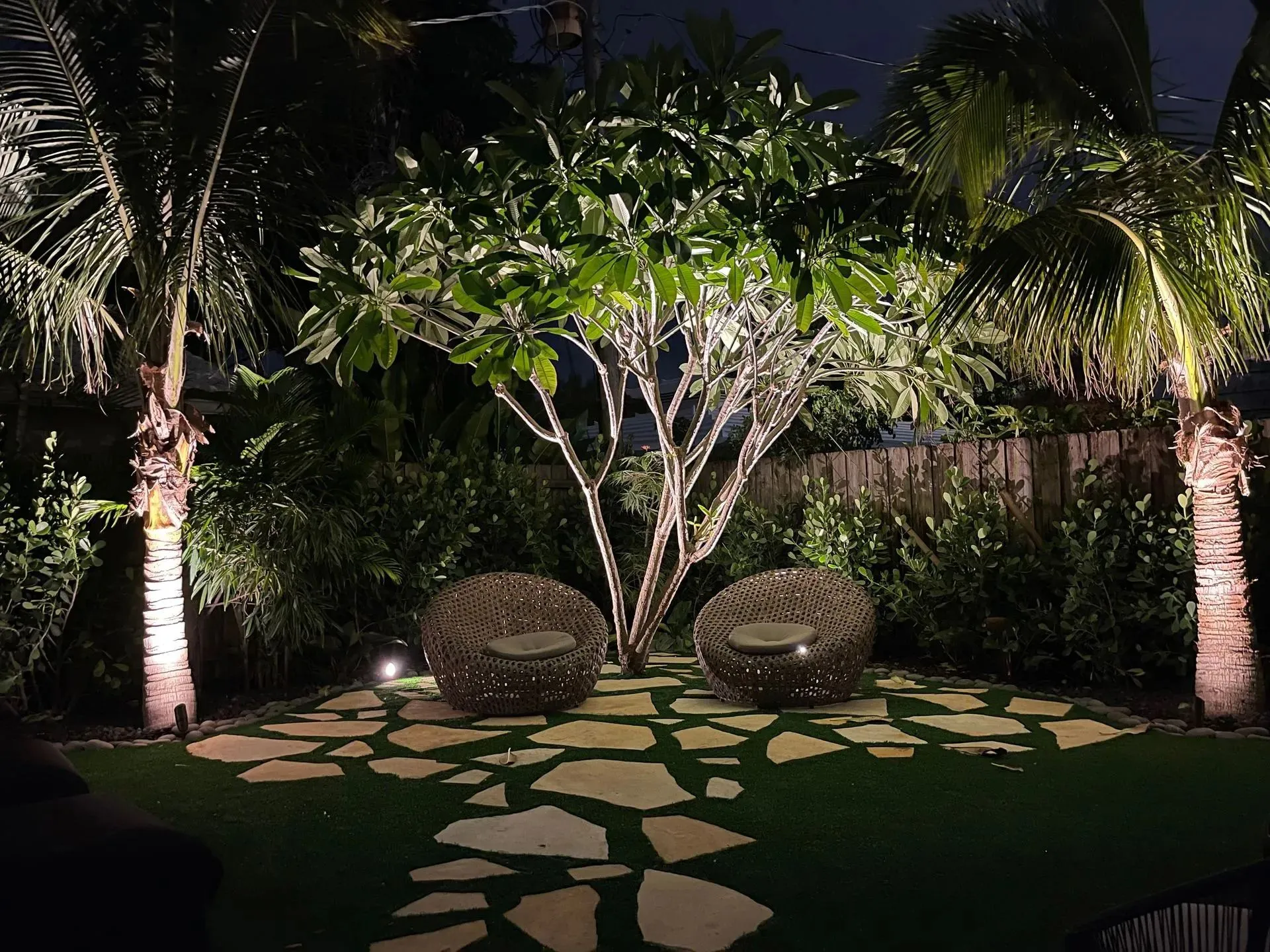 Beautiful LED lit outdoor space at night