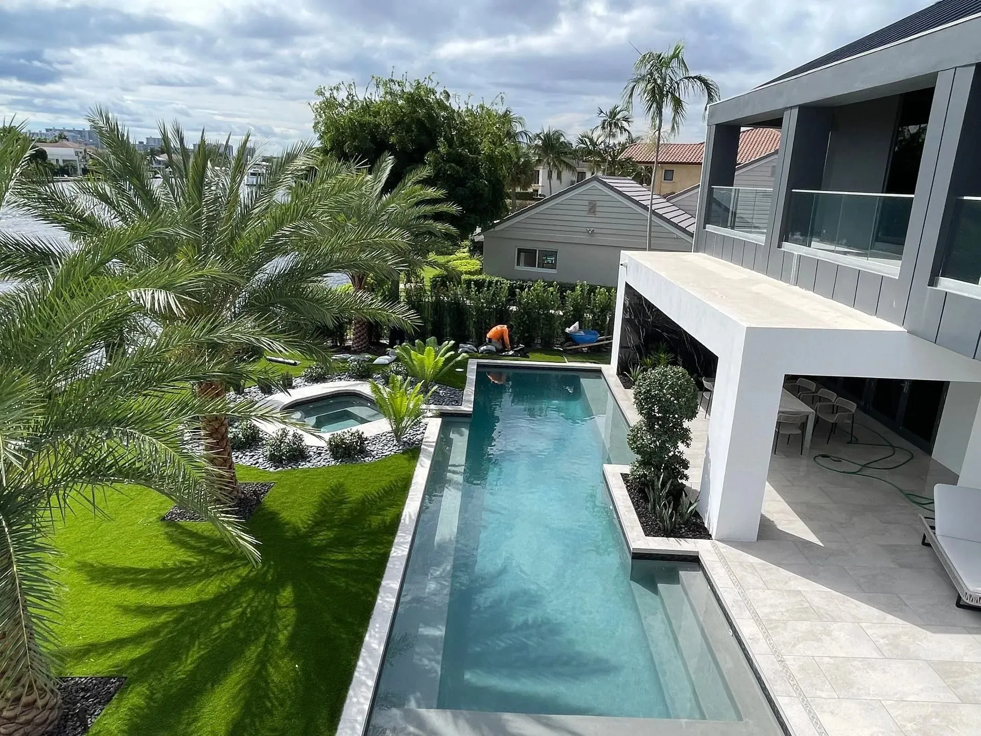 Luxurious backyard pool and patio