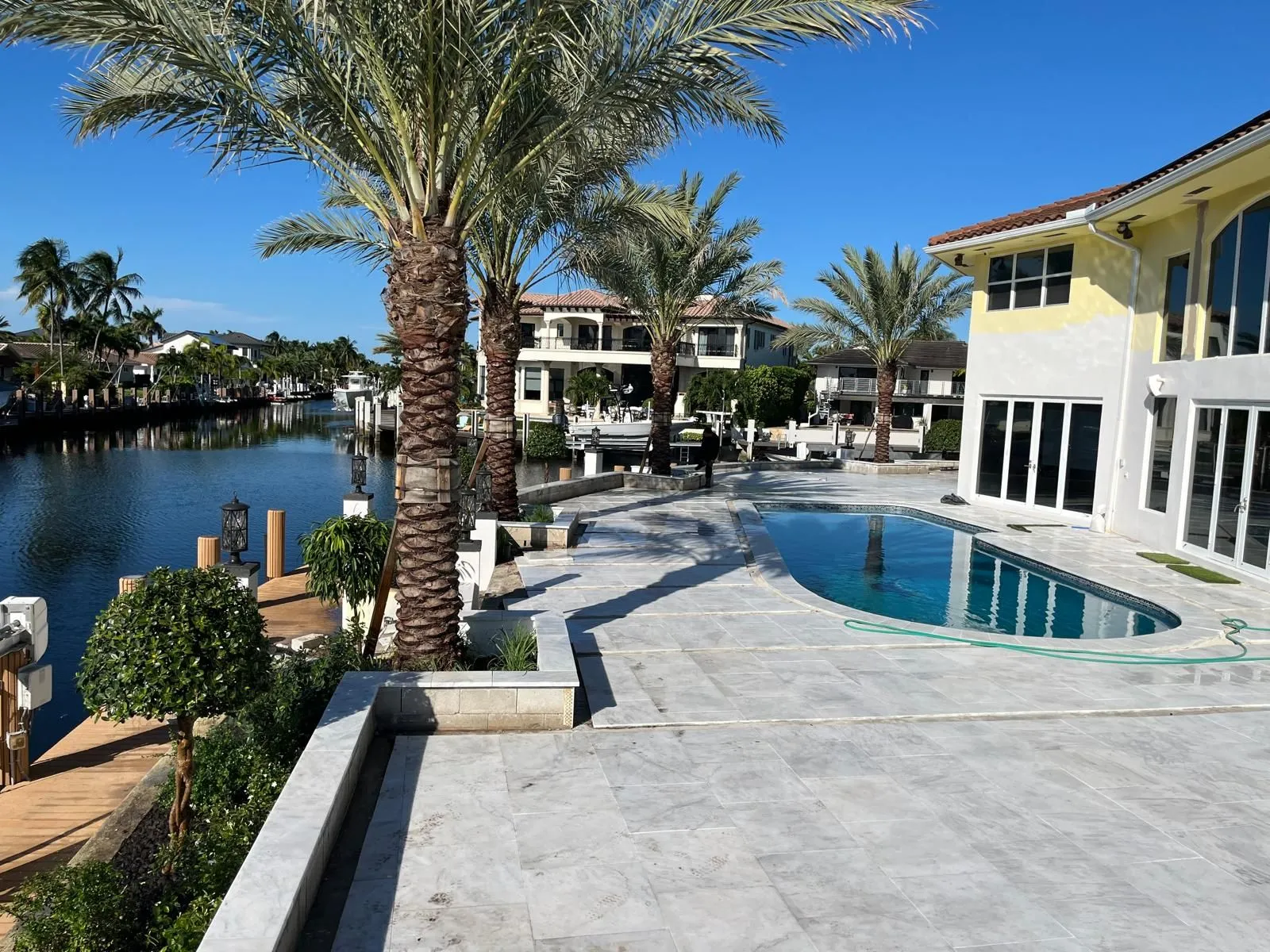 Beautiful wooden patio with outdoor seating