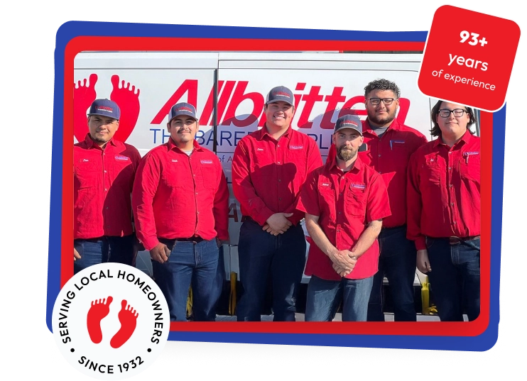 6 NATE-certified Allbritten technicians in red shirts