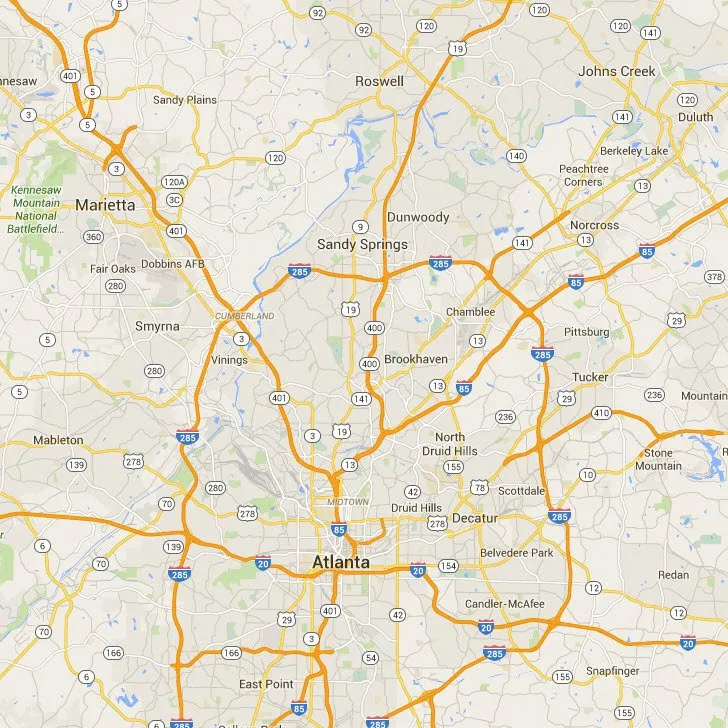 Fur Pets Grooming service area map Metro Atlanta