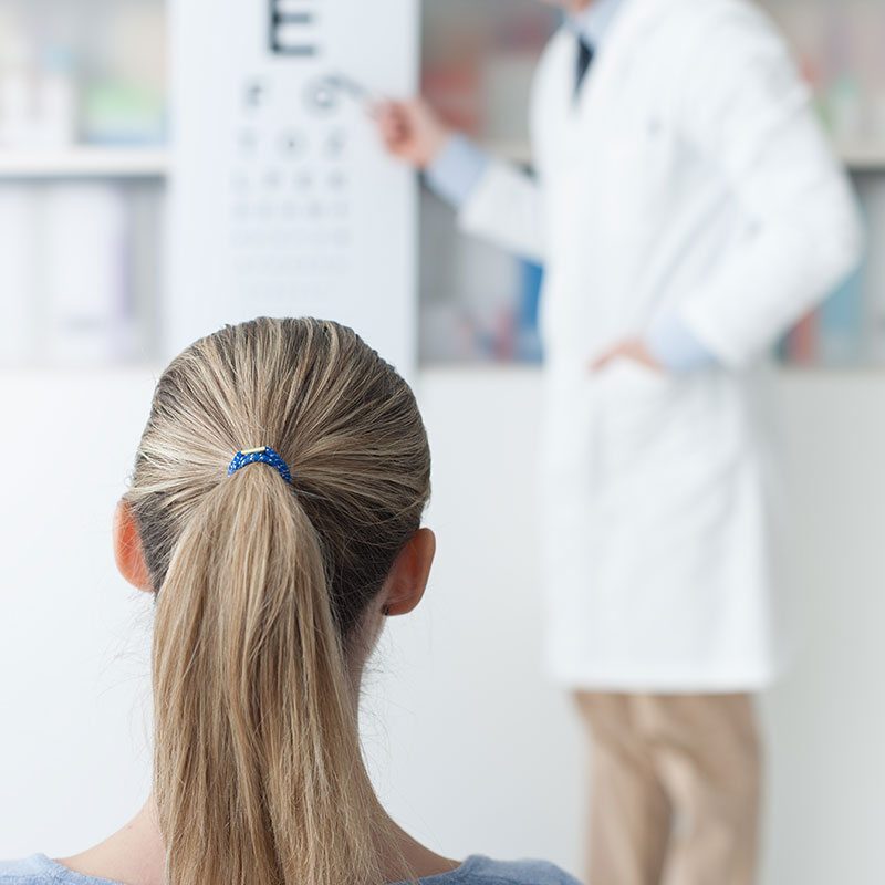 Patient getting eye exam