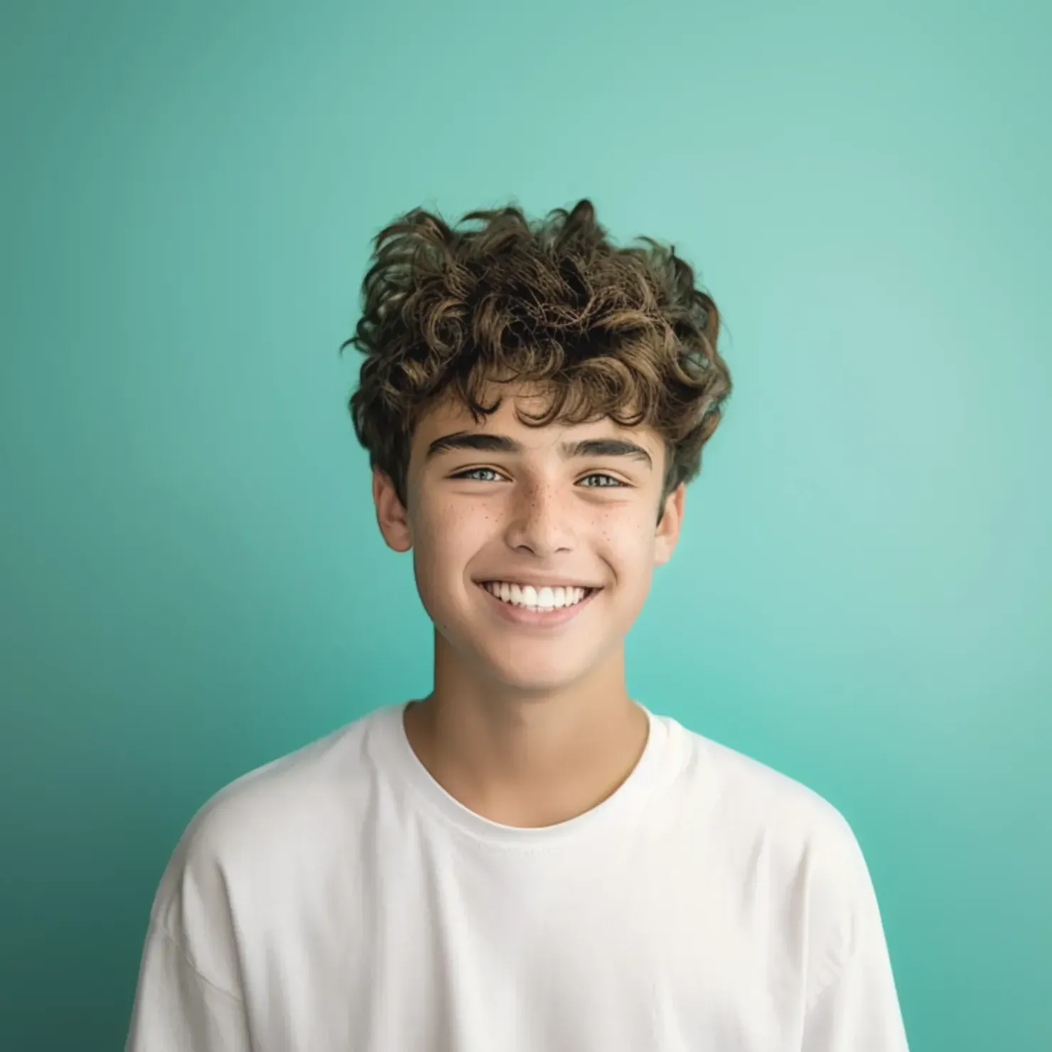 A young boy smiling showing Invisalign treatment
