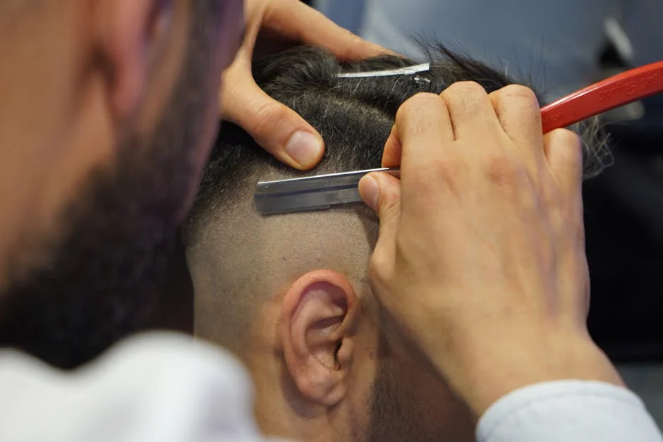 Hot towel straight razor shave at Hair Club Barbershop