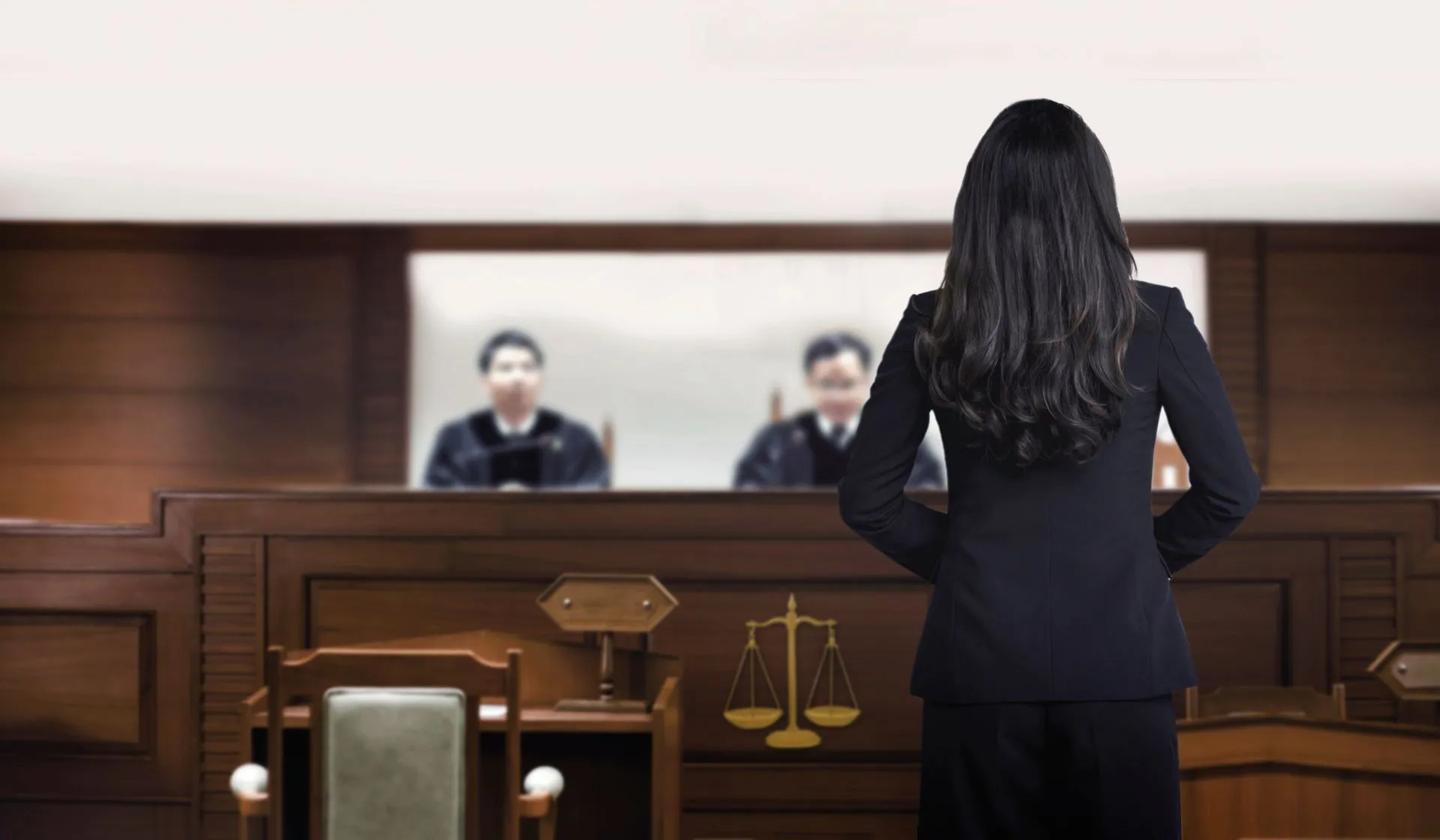 Attorney in courtroom