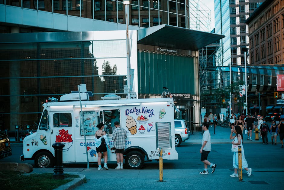 Food truck serving customers