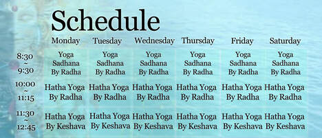 Yoga class schedule