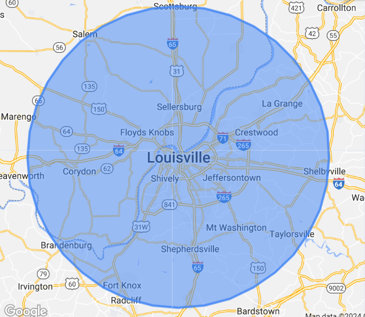 Louisville service area map