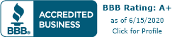 BBB Accredited Business A+ Rating