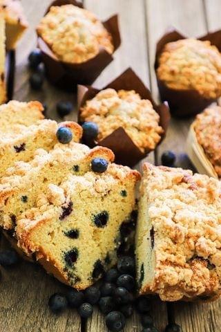 Blueberry muffins with crumble topping from New River Cafe Bakery