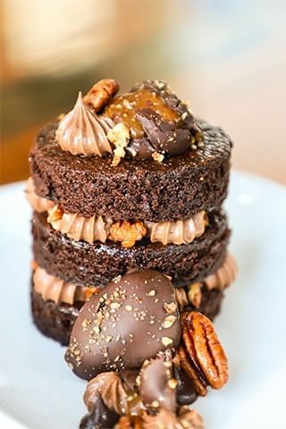Chocolate cake with pecans at New River Cafe Bakery