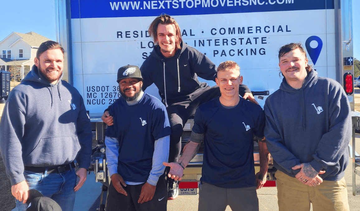 Four team members moving company Raleigh