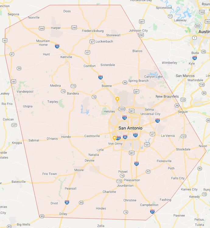 Map of Priest Lock & Key's service area