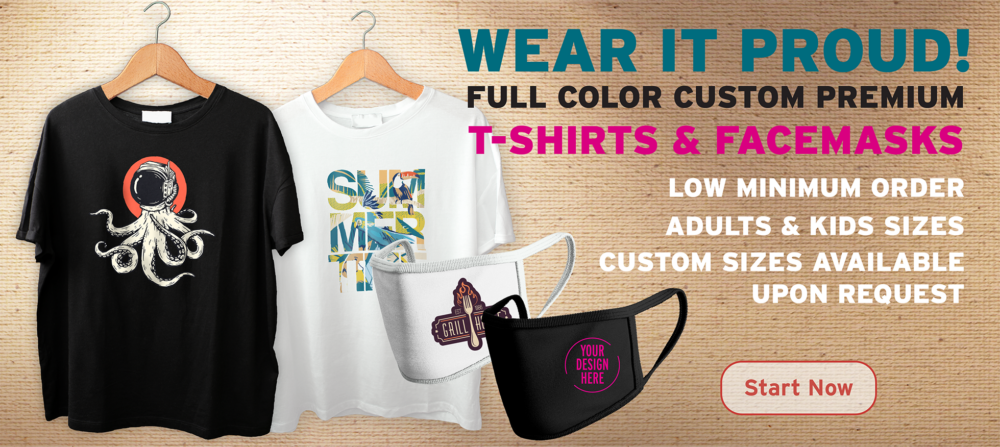 Custom printed shirts and masks