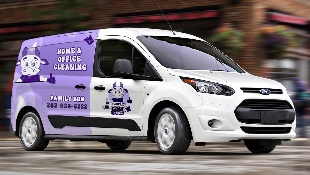 Purple Cow Cleaners professional van