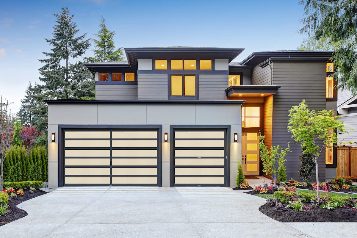 Modern glass garage doors