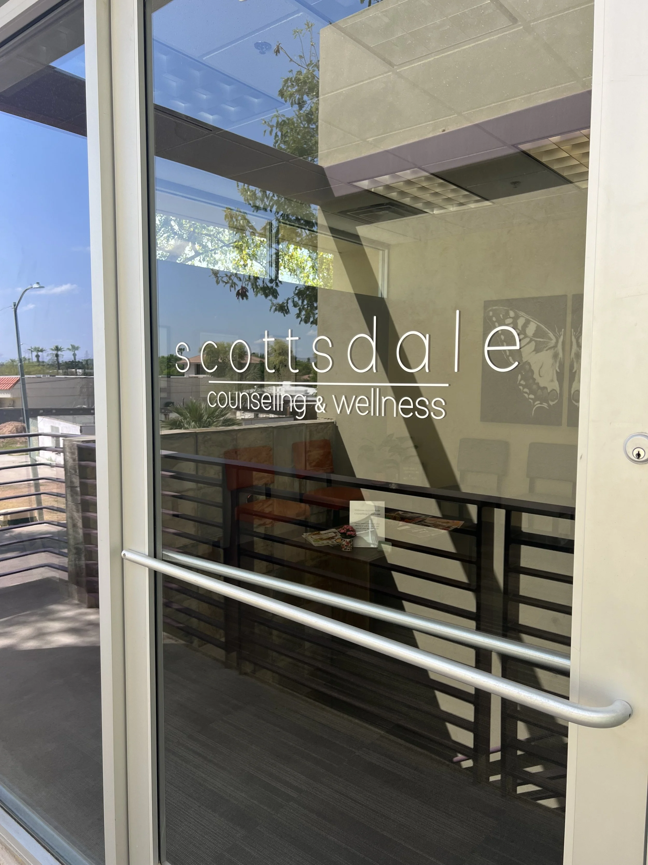 Glass door of Scottsdale Counseling & Wellness