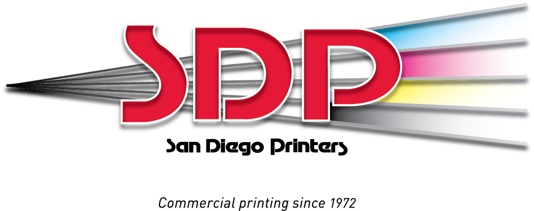 San Diego Printers logo with CMYK colors