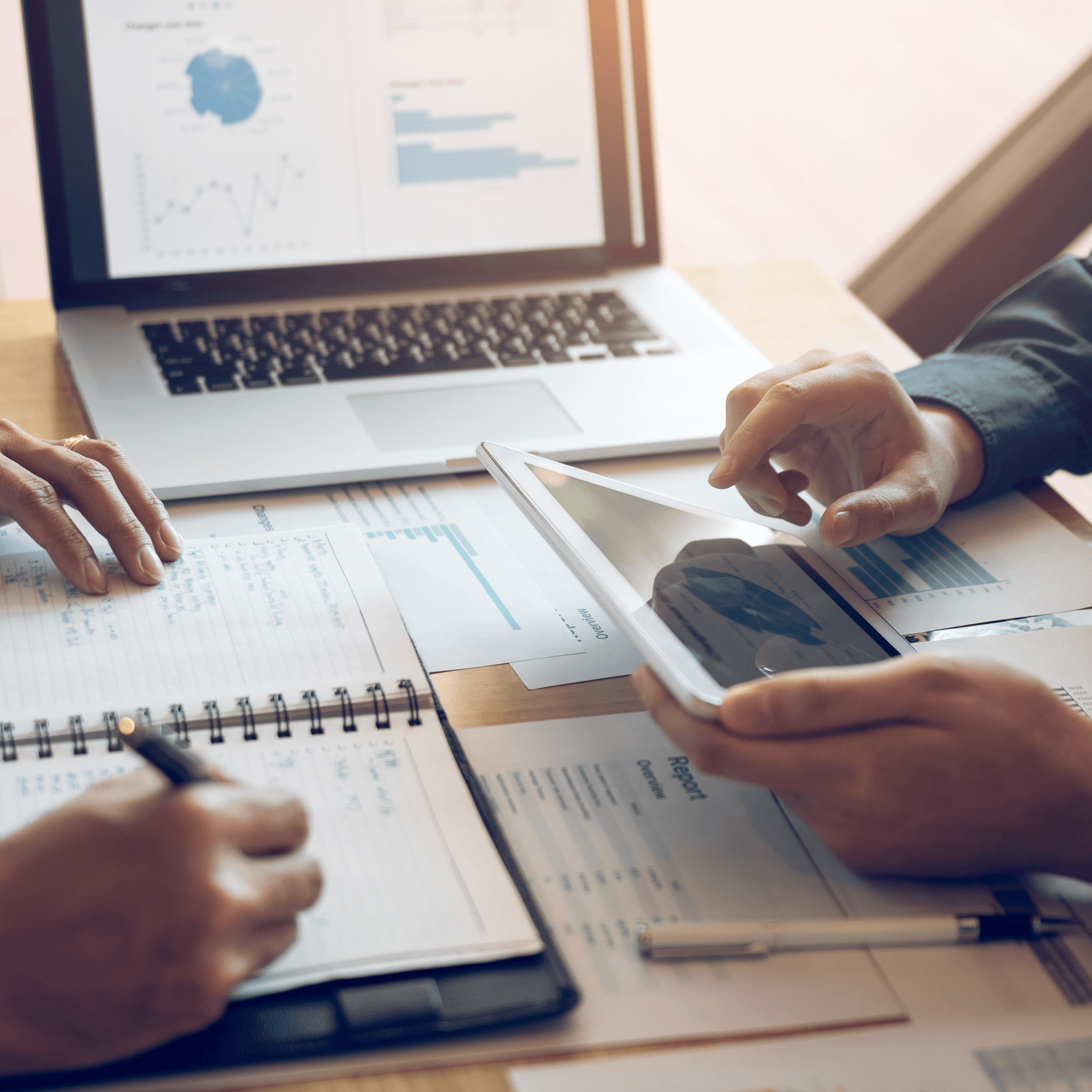 Business meeting with financial documents