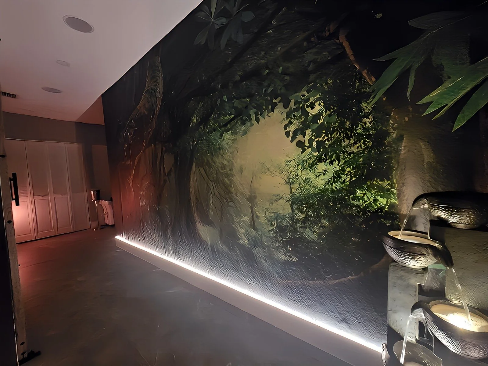 Studio interior with jungle mural