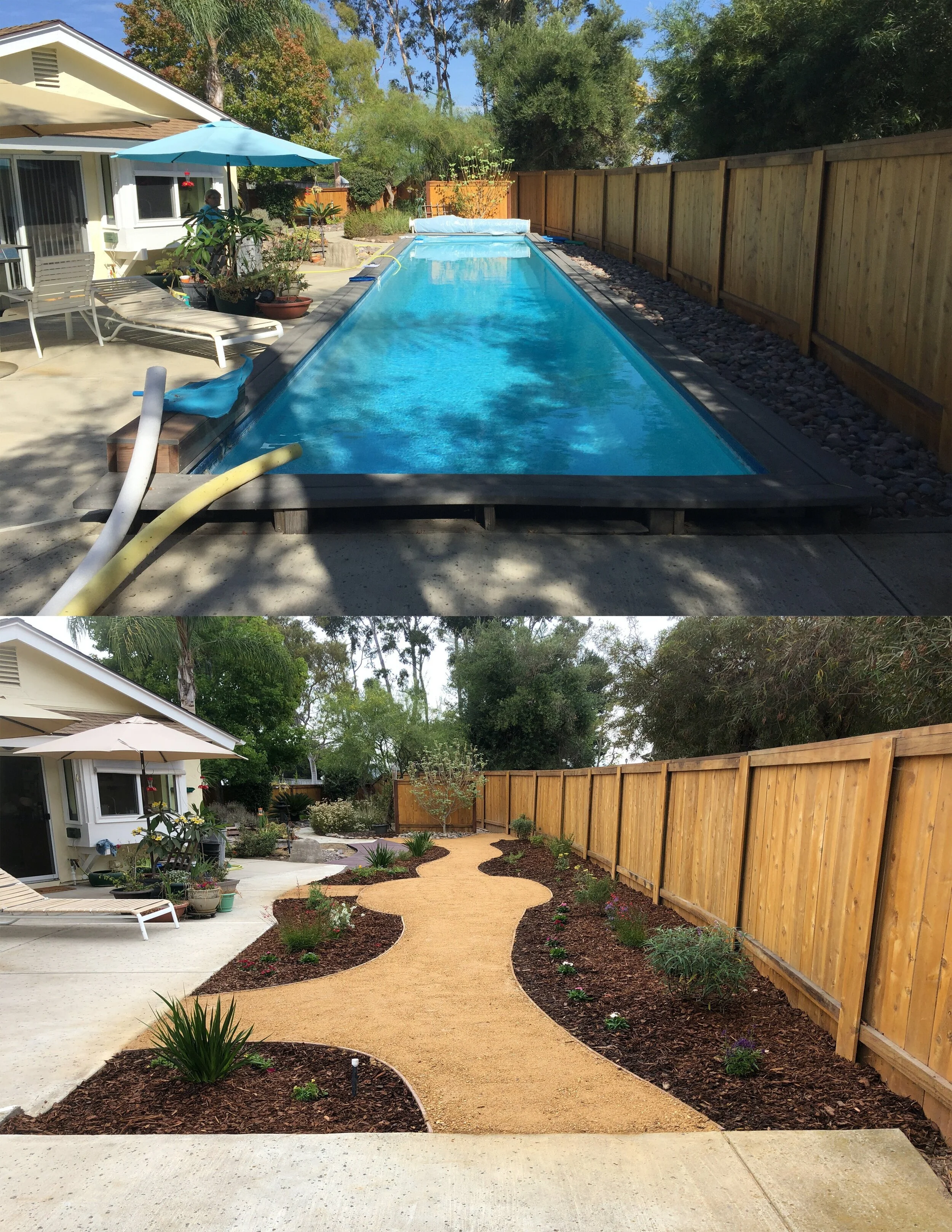 Before and after pool renovation