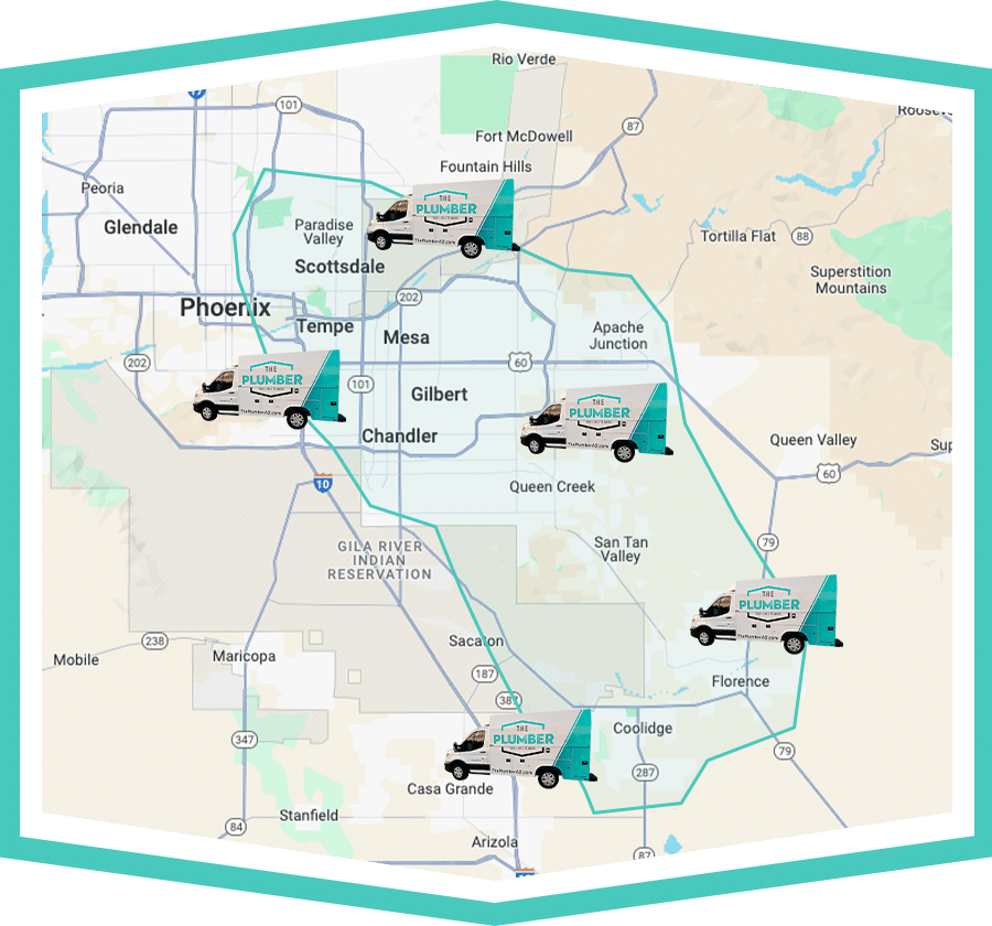 The Plumber service area map - East Valley AZ