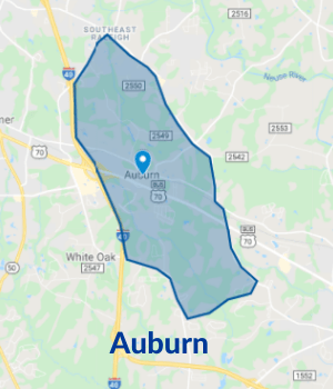 Auburn Service Area Map