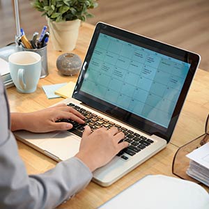 Woman booking a schedule