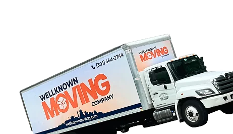 Moving truck transporting belongings