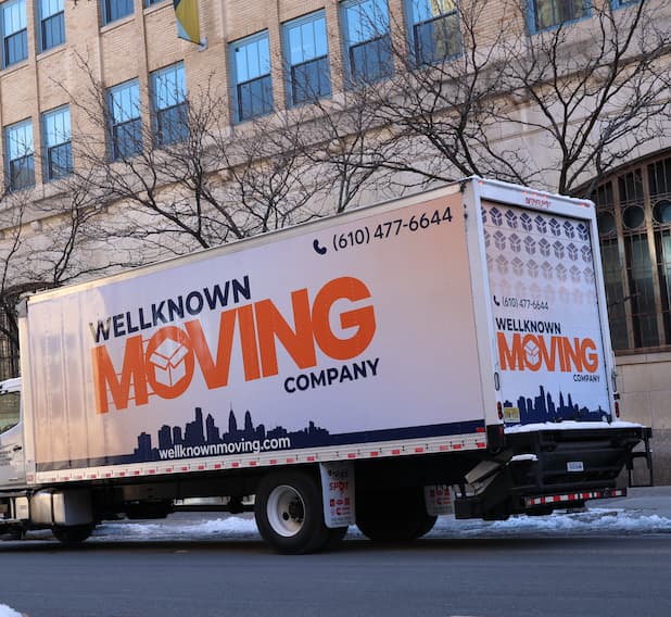 WellKnown Moving truck viewed from behind